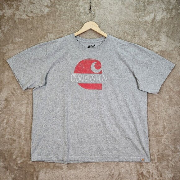 Carhartt T-Shirt Big Logo Canada Spellout Relaxed Fit Short Sleeve Size 2XL Gray - Picture 1 of 10